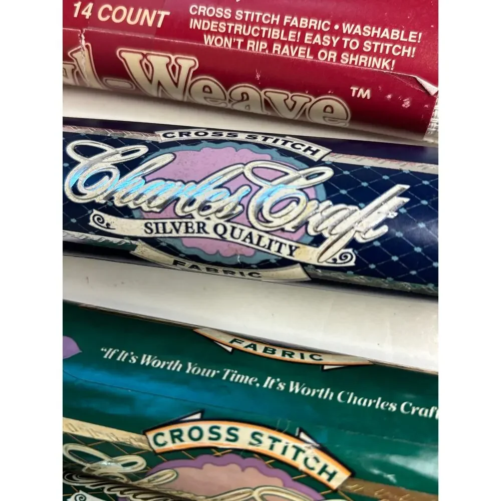 Charles Craft 14 Count Aida Cross Stitch Fabric Lot Embroidery Needlework